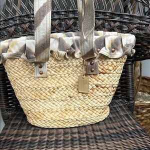 Polo Jeans Co. Ralph Lauren, Stylish Woven Tote with Tan and Brown Accents.